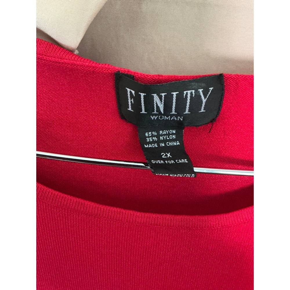 Finity Woman Sweater Tank Womens 2X Red Excellent Sleeveless Ribbed Side Panels - Picture 5 of 9
